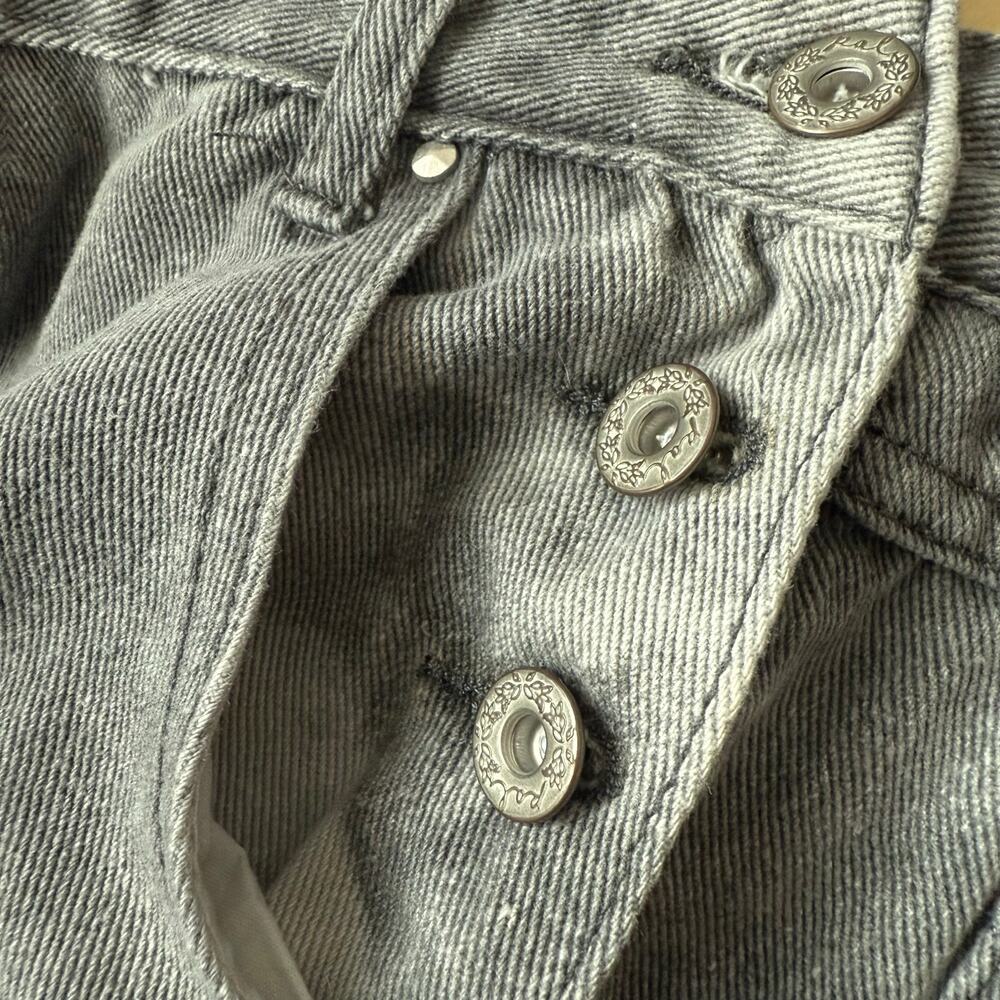 POL overall skirt distressed gray denim ripped torn mini jean overalls S small - Picture 6 of 16